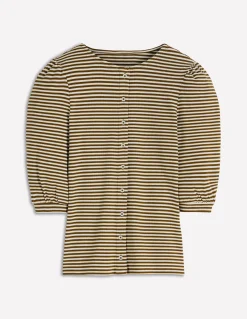 Top côtelé Evie à manches bouffantes