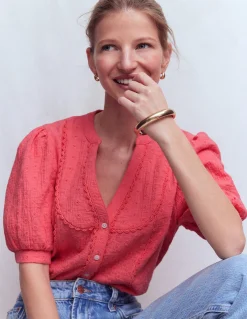 Top double-étoffe à détails dentelle