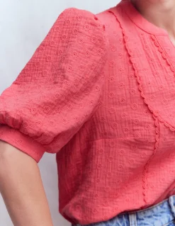 Top double-étoffe à détails dentelle