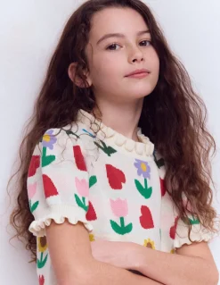 Top en maille à volants