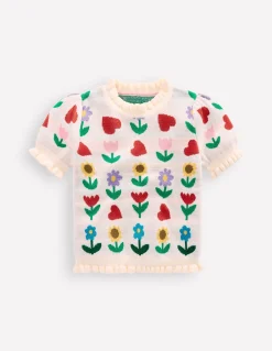 Top en maille à volants