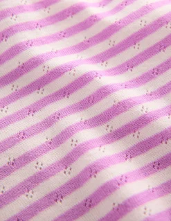 Top en pointelle à manches courtes