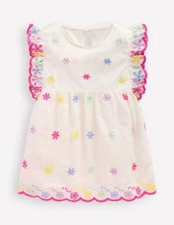 Top en tissu mélangé à broderie anglaise