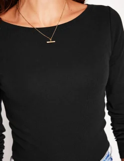 Top essentiel à col bateau en jersey