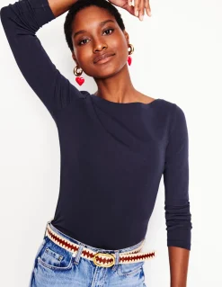 Top essentiel à col bateau en jersey