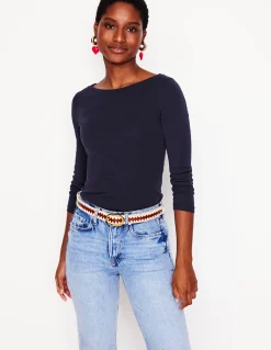 Top essentiel à col bateau en jersey