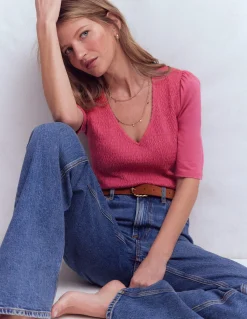 Top Lyla à col V et smocks