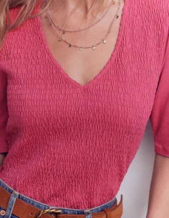 Top Lyla à col V et smocks