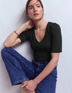 Top Lyla à col V et smocks