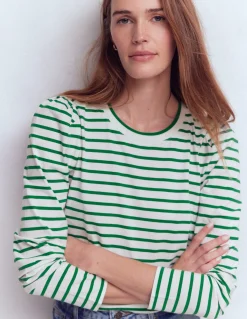 Top rayé à manches plissées