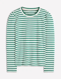 Top rayé à manches plissées