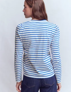 Top rayé à manches plissées