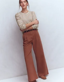 Top rayé à manches plissées