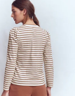 Top rayé à manches plissées