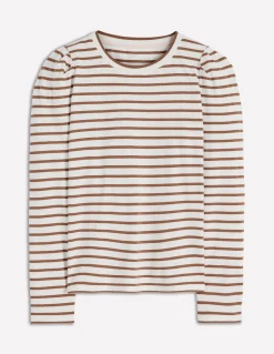 Top rayé à manches plissées