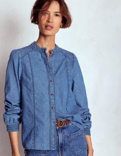 Top Rhea en jean à détails intégrés