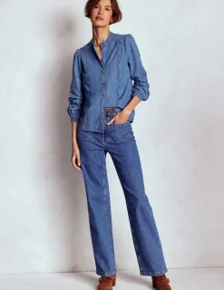 Top Rhea en jean à détails intégrés