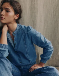 Top Rhea en jean à détails intégrés