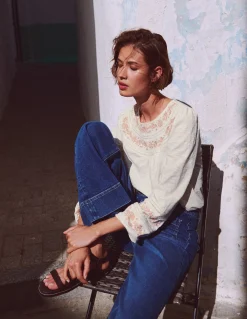 Top Rosie brodé en jersey