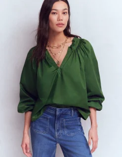 Top Serena à col plissé