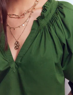 Top Serena à col plissé