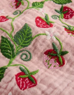 Top tissé et brodé à volants