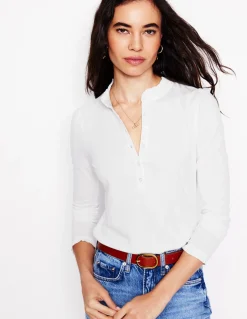 Top ultra-doux à col tunisien et volants