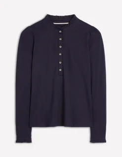 Top ultra-doux à col tunisien et volants