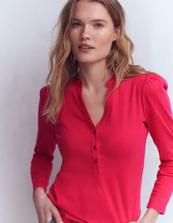 Top ultra-doux à col tunisien ouvert