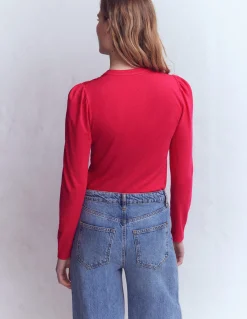 Top ultra-doux à col tunisien ouvert