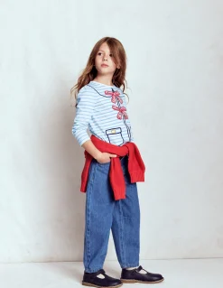 T-shirt à manches bouffantes et appliqué