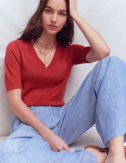 T-shirt col en V Agnes en lin