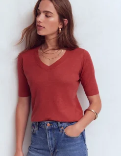 T-shirt col en V Agnes en lin