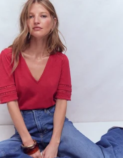 T-shirt Poppy col V à détails