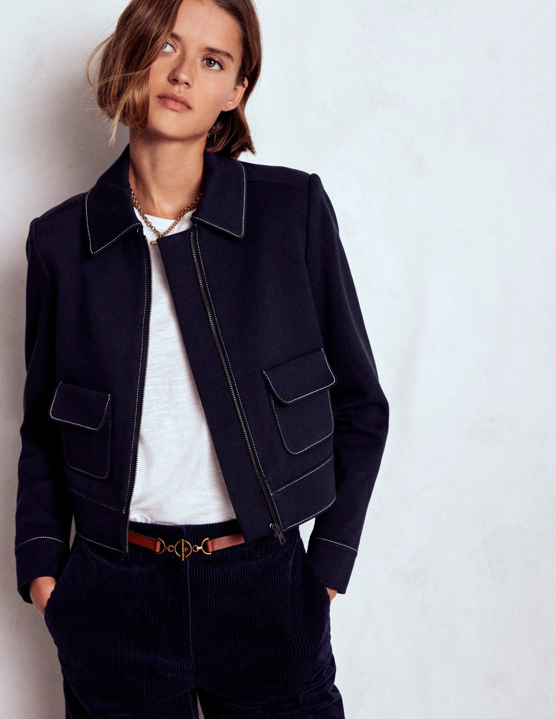 Veste avec poches plaquées zippées