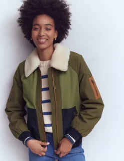 Veste bomber à détails en borg