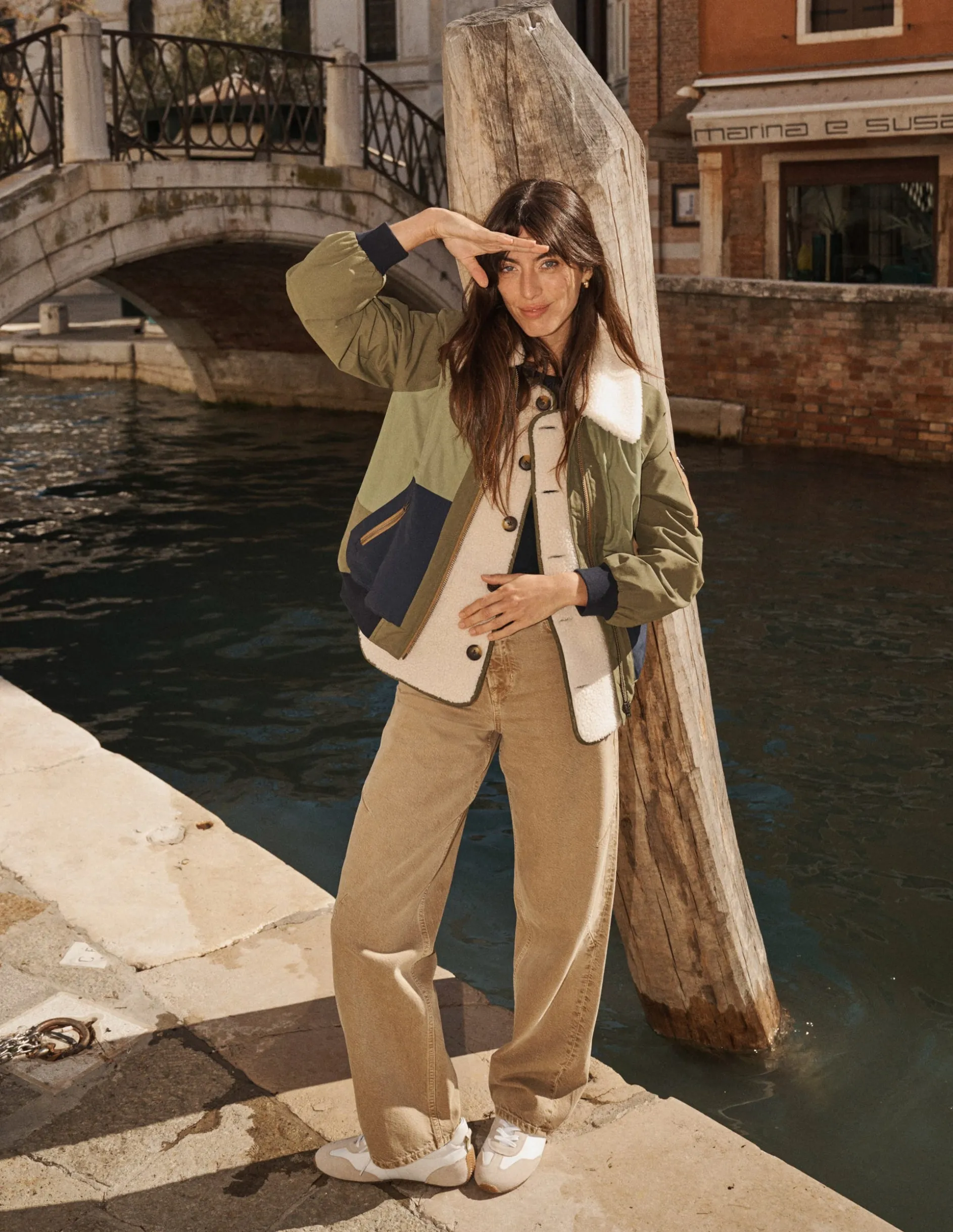 Veste bomber à détails en borg