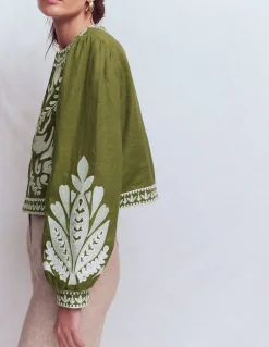 Veste brodée en lin