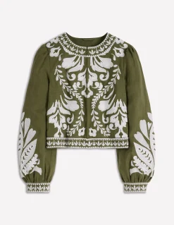 Veste brodée en lin