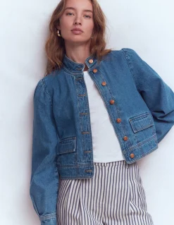 Veste en jean avec surpiqûres