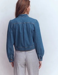 Veste en jean avec surpiqûres