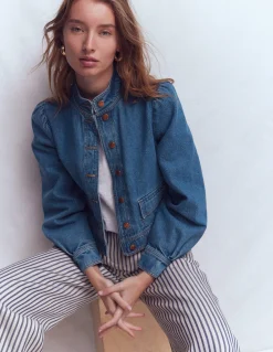 Veste en jean avec surpiqûres